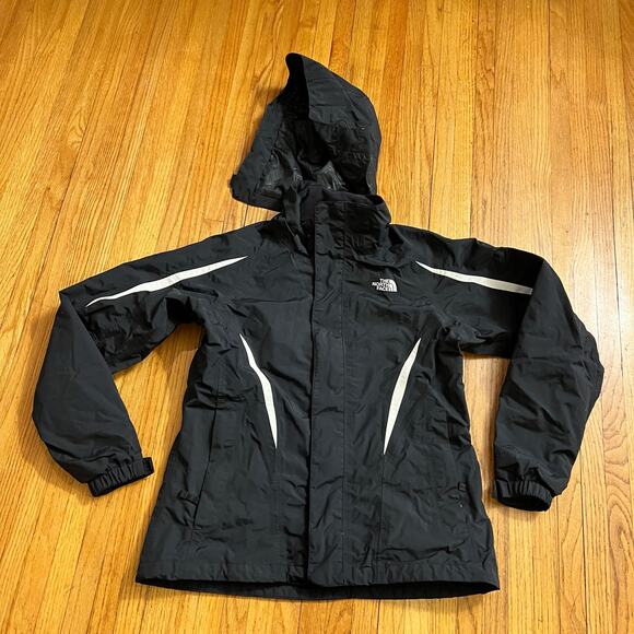 The North Face Jacket Women Medium Black Hooded Hyvent Rain Coat Nylon - Picture 1 of 11